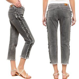 POL Grey Denim Ruffled Ankle Jeans